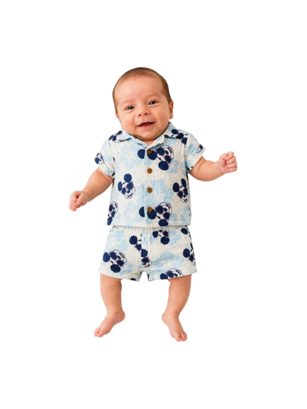 Disney Baby Mickey Mouse Tropical Gauze Shirt Shorts Set Newborn NB
